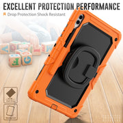 For Samsung Galaxy Tab S9+ / S10+ D Type Silicone Hybrid PC Tablet Case with Handle Holder(Orange)