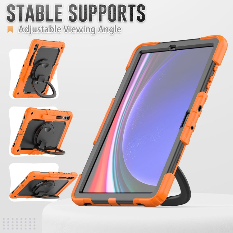 For Samsung Galaxy Tab S9+ / S10+ D Type Silicone Hybrid PC Tablet Case with Handle Holder(Orange)