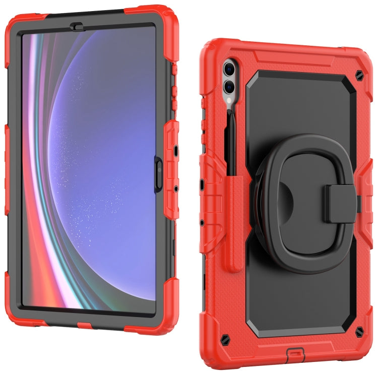 For Samsung Galaxy Tab S9+ / S10+ D Type Silicone Hybrid PC Tablet Case with Handle Holder(Red)