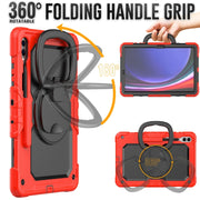 For Samsung Galaxy Tab S9+ / S10+ D Type Silicone Hybrid PC Tablet Case with Handle Holder(Red)