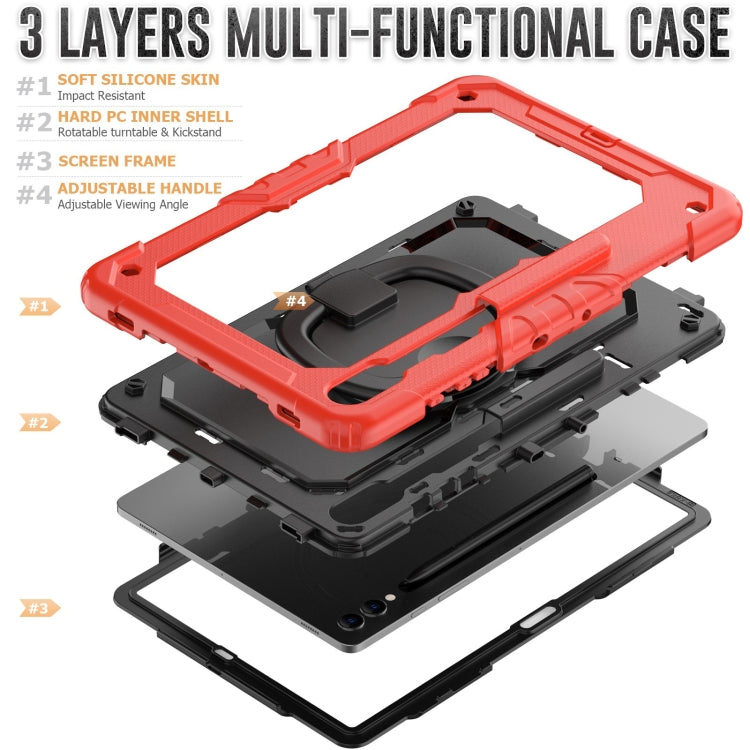 For Samsung Galaxy Tab S9+ / S10+ D Type Silicone Hybrid PC Tablet Case with Handle Holder(Red)