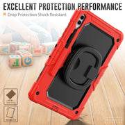 For Samsung Galaxy Tab S9+ / S10+ D Type Silicone Hybrid PC Tablet Case with Handle Holder(Red)
