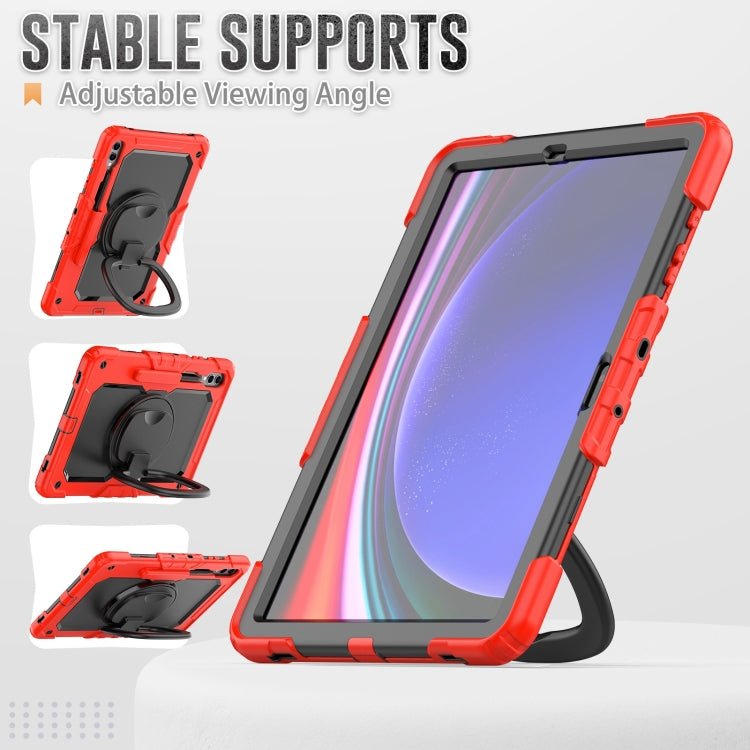 For Samsung Galaxy Tab S9+ / S10+ D Type Silicone Hybrid PC Tablet Case with Handle Holder(Red)