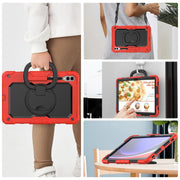 For Samsung Galaxy Tab S9+ / S10+ D Type Silicone Hybrid PC Tablet Case with Handle Holder(Red)