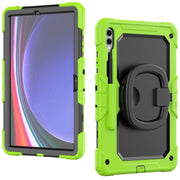 For Samsung Galaxy Tab S9+ / S10+ D Type Silicone Hybrid PC Tablet Case with Handle Holder(Yellow Green)