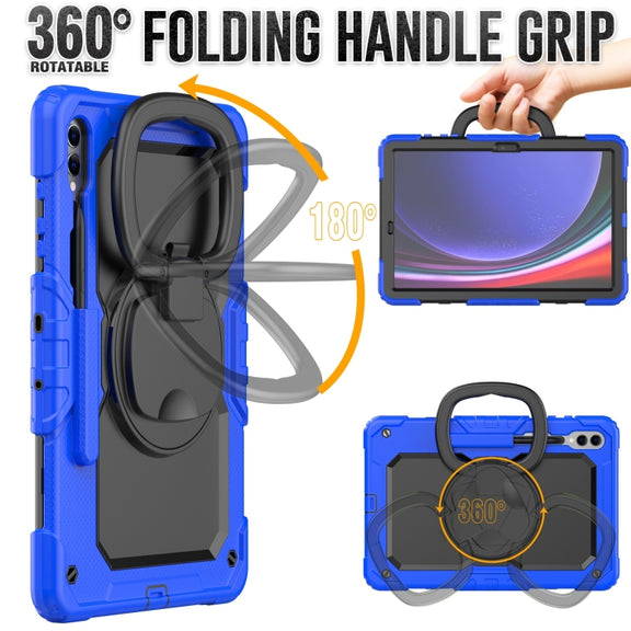 For Samsung Galaxy Tab S9+ / S10+ D Type Silicone Hybrid PC Tablet Case with Handle Holder(Blue)