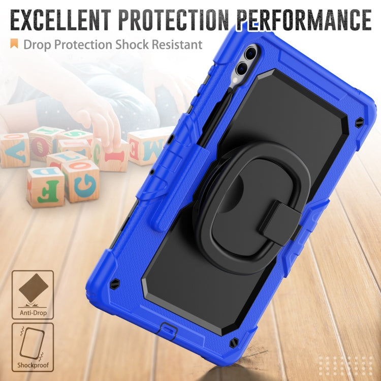 For Samsung Galaxy Tab S9+ / S10+ D Type Silicone Hybrid PC Tablet Case with Handle Holder(Blue)