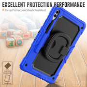 For Samsung Galaxy Tab S9+ / S10+ D Type Silicone Hybrid PC Tablet Case with Handle Holder(Blue)