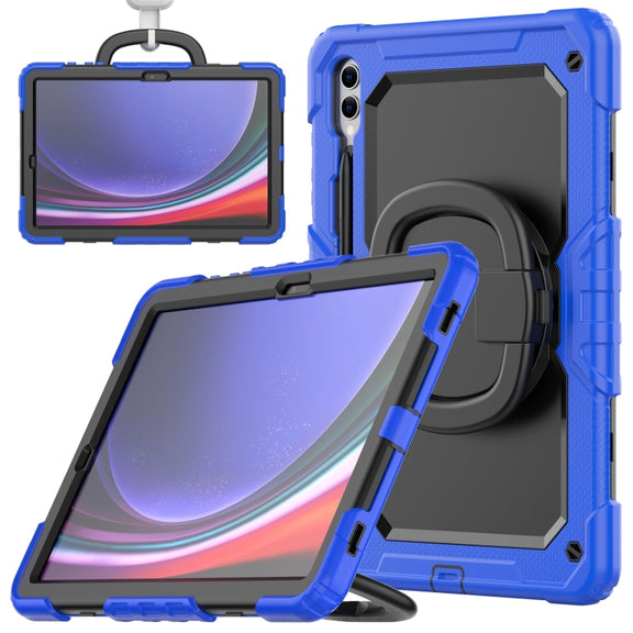 For Samsung Galaxy Tab S9+ / S10+ D Type Silicone Hybrid PC Tablet Case with Handle Holder(Blue)