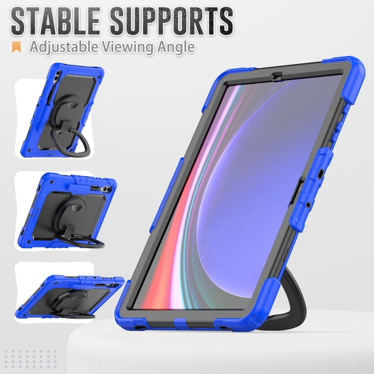 For Samsung Galaxy Tab S9+ / S10+ D Type Silicone Hybrid PC Tablet Case with Handle Holder(Blue)