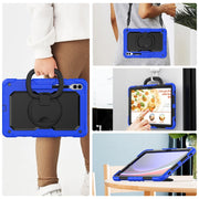 For Samsung Galaxy Tab S9+ / S10+ D Type Silicone Hybrid PC Tablet Case with Handle Holder(Blue)