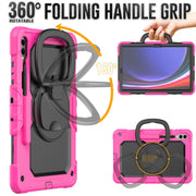 For Samsung Galaxy Tab S9+ / S10+ D Type Silicone Hybrid PC Tablet Case with Handle Holder(Rose Red)