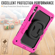 For Samsung Galaxy Tab S9+ / S10+ D Type Silicone Hybrid PC Tablet Case with Handle Holder(Rose Red)