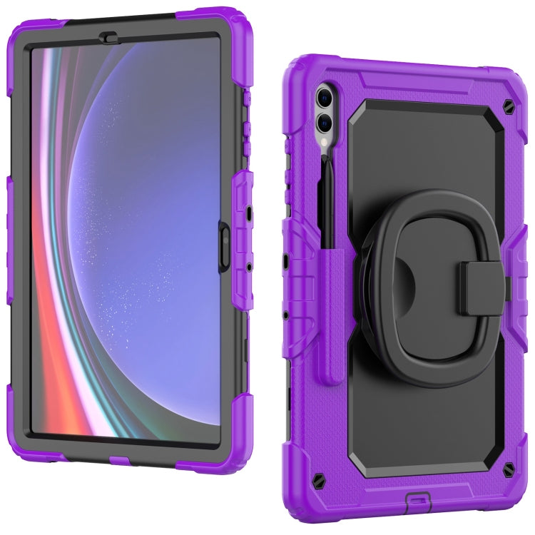 For Samsung Galaxy Tab S9+ / S10+ D Type Silicone Hybrid PC Tablet Case with Handle Holder(Purple)