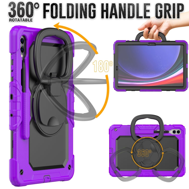 For Samsung Galaxy Tab S9+ / S10+ D Type Silicone Hybrid PC Tablet Case with Handle Holder(Purple)