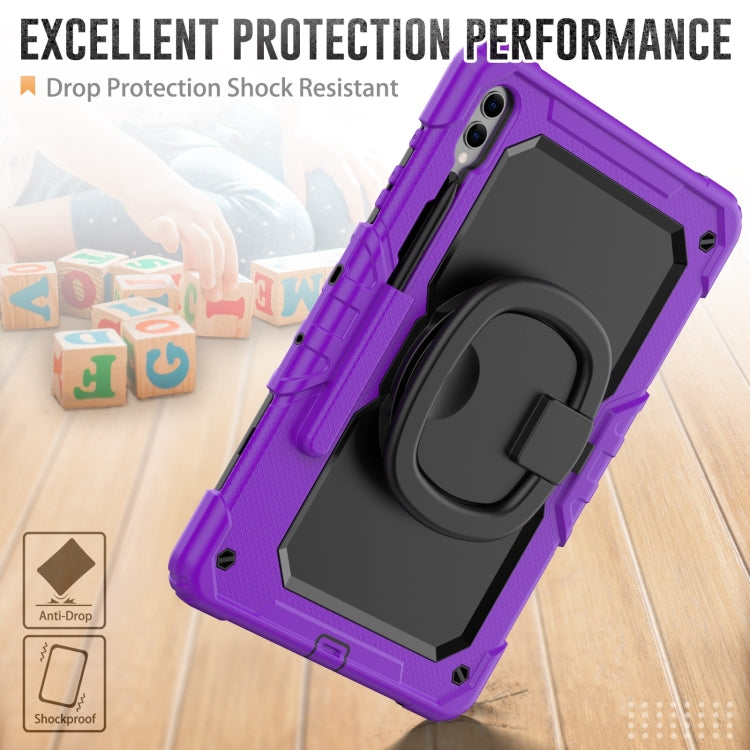 For Samsung Galaxy Tab S9+ / S10+ D Type Silicone Hybrid PC Tablet Case with Handle Holder(Purple)