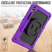 For Samsung Galaxy Tab S9+ / S10+ D Type Silicone Hybrid PC Tablet Case with Handle Holder(Purple)