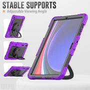 For Samsung Galaxy Tab S9+ / S10+ D Type Silicone Hybrid PC Tablet Case with Handle Holder(Purple)