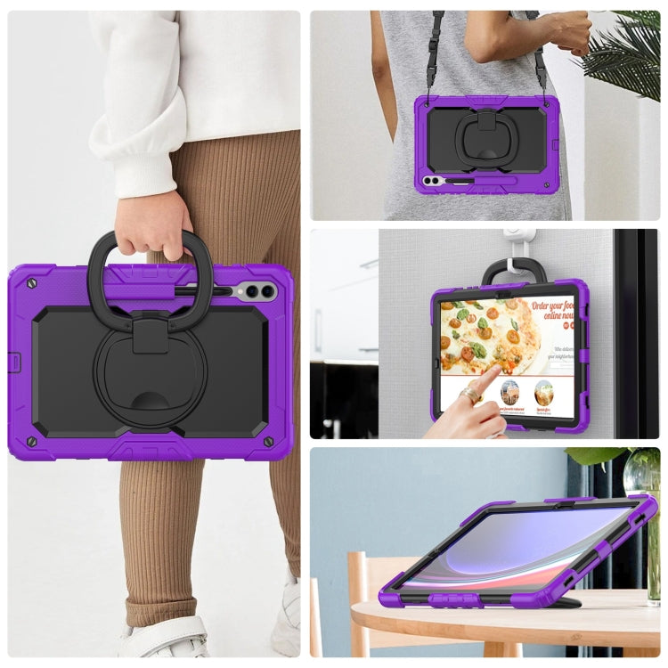 For Samsung Galaxy Tab S9+ / S10+ D Type Silicone Hybrid PC Tablet Case with Handle Holder(Purple)