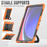 For Samsung Galaxy Tab S10 Ultra D Type Silicone Hybrid PC Tablet Case with Handle Holder(Orange)