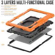 For Samsung Galaxy Tab S10 Ultra D Type Silicone Hybrid PC Tablet Case with Handle Holder(Orange)