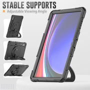 For Samsung Galaxy Tab S10 Ultra D Type Silicone Hybrid PC Tablet Case with Handle Holder(Black)