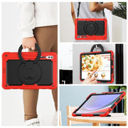 For Samsung Galaxy Tab S10 Ultra D Type Silicone Hybrid PC Tablet Case with Handle Holder(Red)