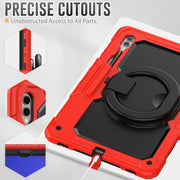 For Samsung Galaxy Tab S10 Ultra D Type Silicone Hybrid PC Tablet Case with Handle Holder(Red)
