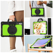 For Samsung Galaxy Tab S10 Ultra D Type Silicone Hybrid PC Tablet Case with Handle Holder(Yellow Green PC)