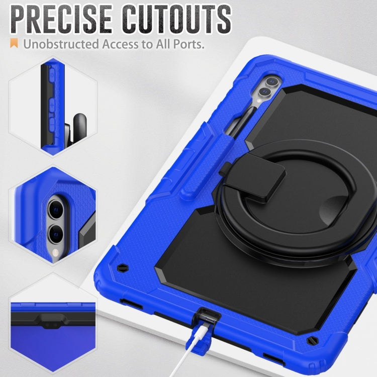 For Samsung Galaxy Tab S10 Ultra D Type Silicone Hybrid PC Tablet Case with Handle Holder(Blue)