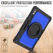 For Samsung Galaxy Tab S10 Ultra D Type Silicone Hybrid PC Tablet Case with Handle Holder(Blue PC)