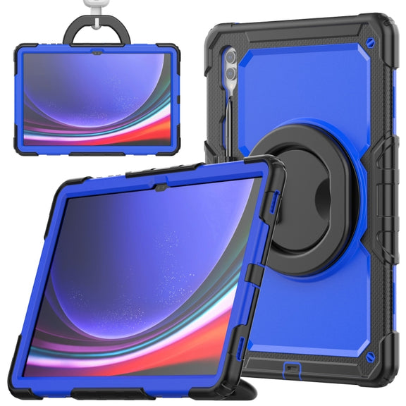 For Samsung Galaxy Tab S10 Ultra D Type Silicone Hybrid PC Tablet Case with Handle Holder(Blue PC)