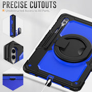 For Samsung Galaxy Tab S10 Ultra D Type Silicone Hybrid PC Tablet Case with Handle Holder(Blue PC)