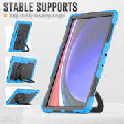 For Samsung Galaxy Tab S10 Ultra D Type Silicone Hybrid PC Tablet Case with Handle Holder(Light Blue)