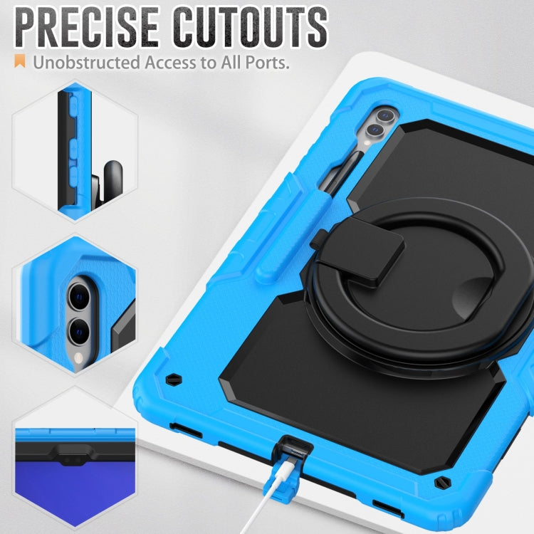 For Samsung Galaxy Tab S10 Ultra D Type Silicone Hybrid PC Tablet Case with Handle Holder(Light Blue)