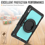 For Samsung Galaxy Tab S10 Ultra D Type Silicone Hybrid PC Tablet Case with Handle Holder(Light Blue PC)