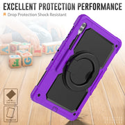 For Samsung Galaxy Tab S10 Ultra D Type Silicone Hybrid PC Tablet Case with Handle Holder(Purple)