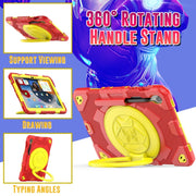 For Samsung Galaxy Tab S9 Spider Rotation Handle Silicone Hybrid PC Tablet Case(Yellow Red)