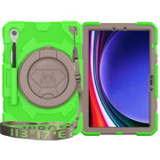 For Samsung Galaxy Tab S9 Spider Rotation Handle Silicone Hybrid PC Tablet Case(Grey Green)