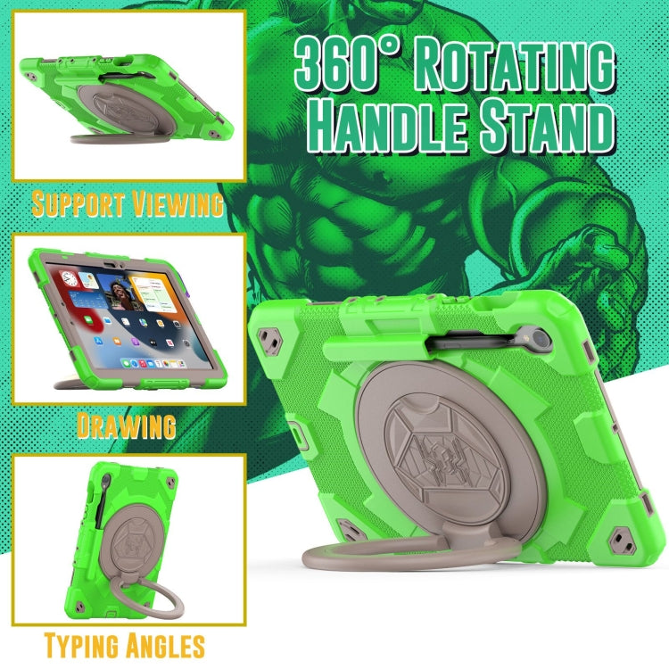 For Samsung Galaxy Tab S9 Spider Rotation Handle Silicone Hybrid PC Tablet Case(Grey Green)
