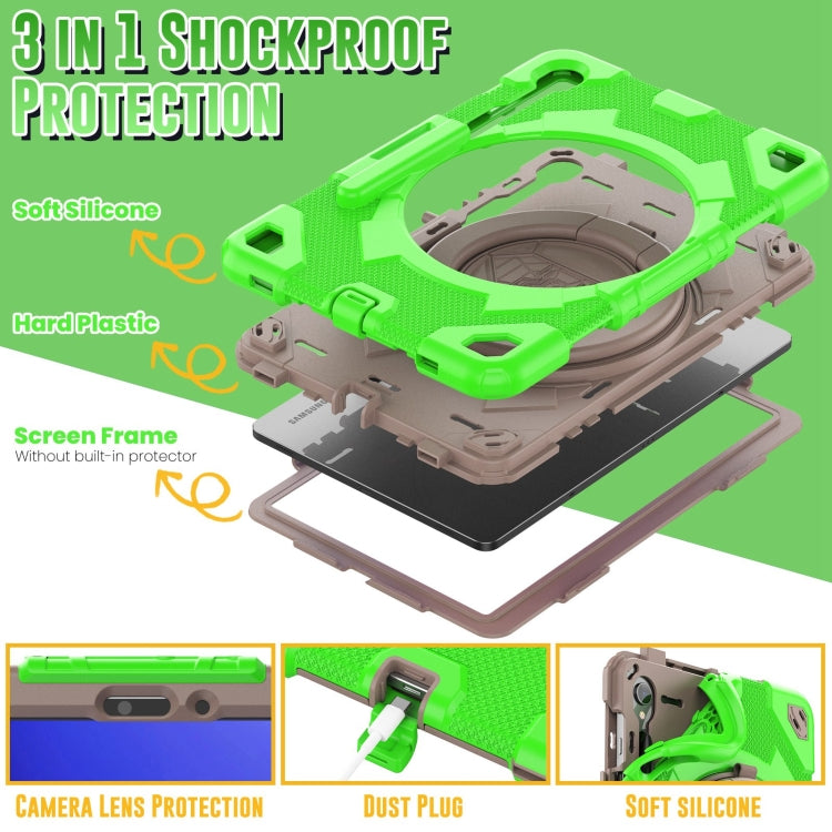 For Samsung Galaxy Tab S9 Spider Rotation Handle Silicone Hybrid PC Tablet Case(Grey Green)