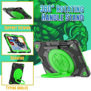 For Samsung Galaxy Tab S9 Spider Rotation Handle Silicone Hybrid PC Tablet Case(Black Green)