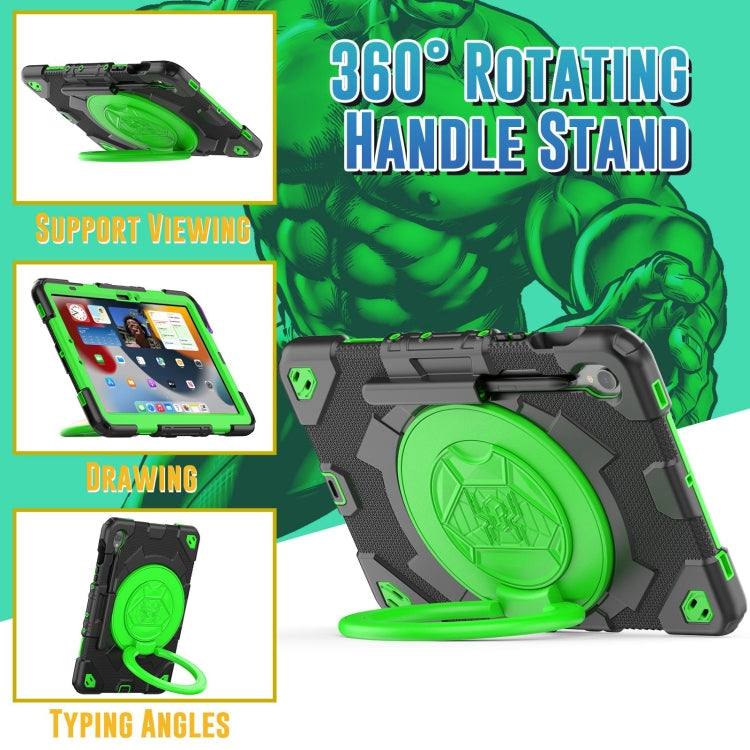 For Samsung Galaxy Tab S9 Spider Rotation Handle Silicone Hybrid PC Tablet Case(Black Green)