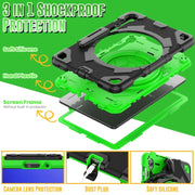 For Samsung Galaxy Tab S9 Spider Rotation Handle Silicone Hybrid PC Tablet Case(Black Green)