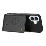 For iPhone 16 Double Buckle Card Slots PU + TPU Phone Case(Black)