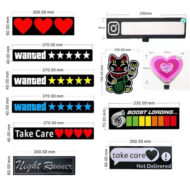 EL Luminous Car Stickers Cold Light Car Stickers Car Luminous Pattern Decoration(Three hearts)