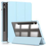 For Samsung Galaxy Tab S9 Acrylic 3-folding Smart Leather Tablet Case(Sky Blue)