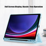 For Samsung Galaxy Tab S9 Acrylic 3-folding Smart Leather Tablet Case(Sky Blue)
