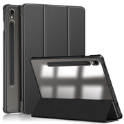 For Samsung Galaxy Tab S9 Acrylic 3-folding Smart Leather Tablet Case(Black)