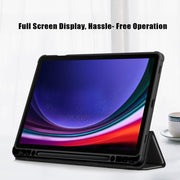 For Samsung Galaxy Tab S9 Acrylic 3-folding Smart Leather Tablet Case(Black)